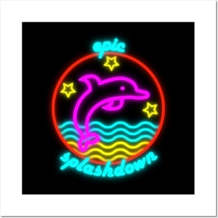 Back Dolphin: Epic Splashdown Neon Posters and Art